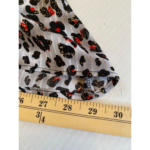 Womens Custom Made Red/Black Geometric Print Blouse with Petal Sleeves Size 22 - Picture 6 of 8